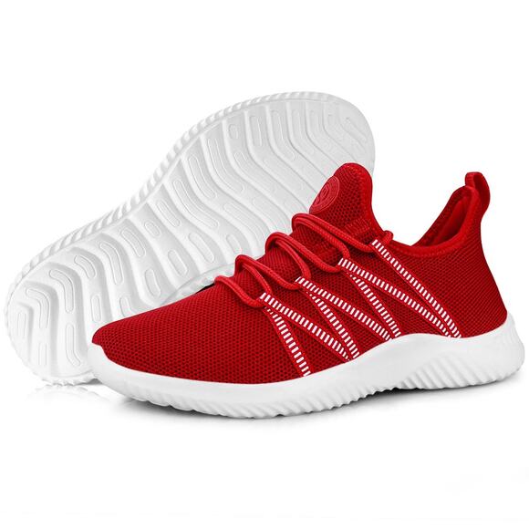 FEETHIT Women's Classic Walking Sneaker: Breathable, Lightweight, Red, SZ 11/ 42 - Picture 1 of 7